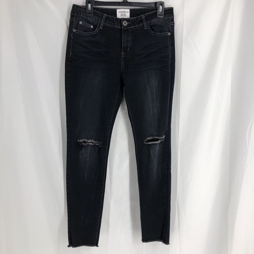 American Blue Ripped Knee Stretch Jeans Black Wash Size 13